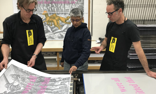 APW Printers with Colectivo Ayllu member Kimy
